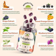 Nutrition facts panel for Polyphenol Gummies