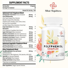 Close-up of quercetin and resveratrol ingredients in polyphenols supplement
