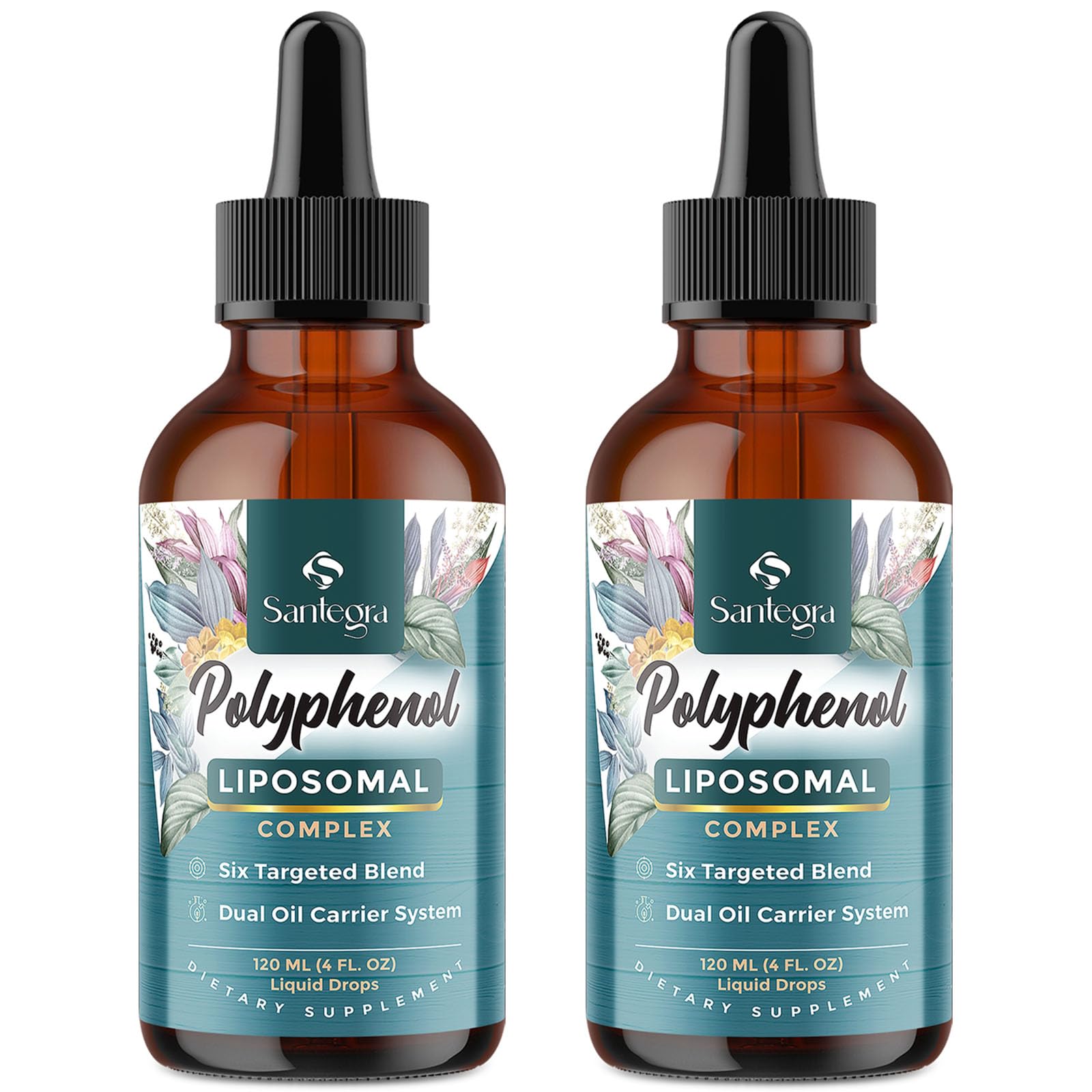 Front view of Santegra Polyphenols Liposomal Drops bottle