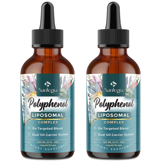 Front view of Santegra Polyphenols Liposomal Drops bottle
