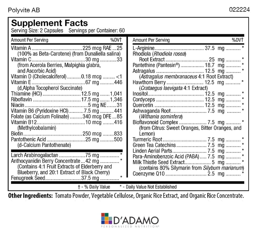 Polyvite AB bottle for Blood Type AB