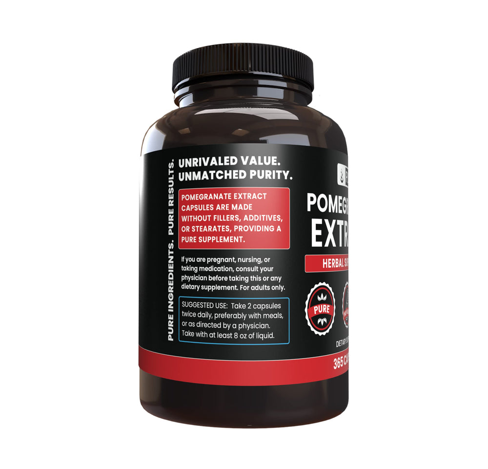 Pomegranate extract capsules highlighting anthocyanins