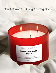 Red glass candle in modern home décor setting