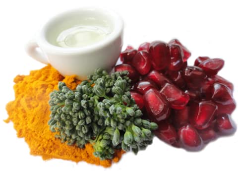 Pomegranate seeds and whole fruit used in Pomi-T