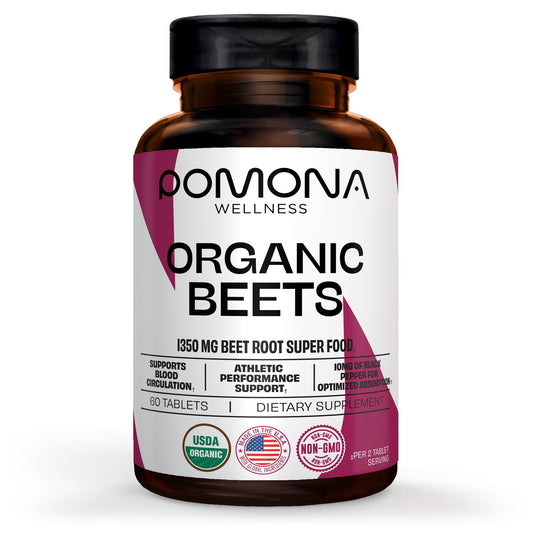 Pomona Wellness Beetroot Powder bottle with Organic seal