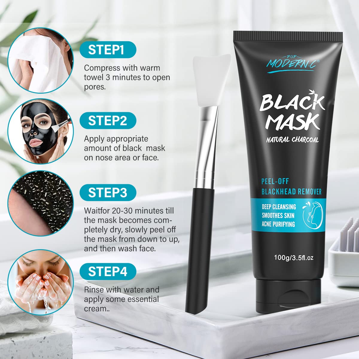 POP MODERN.C Silicone brush included for smooth, even mask application