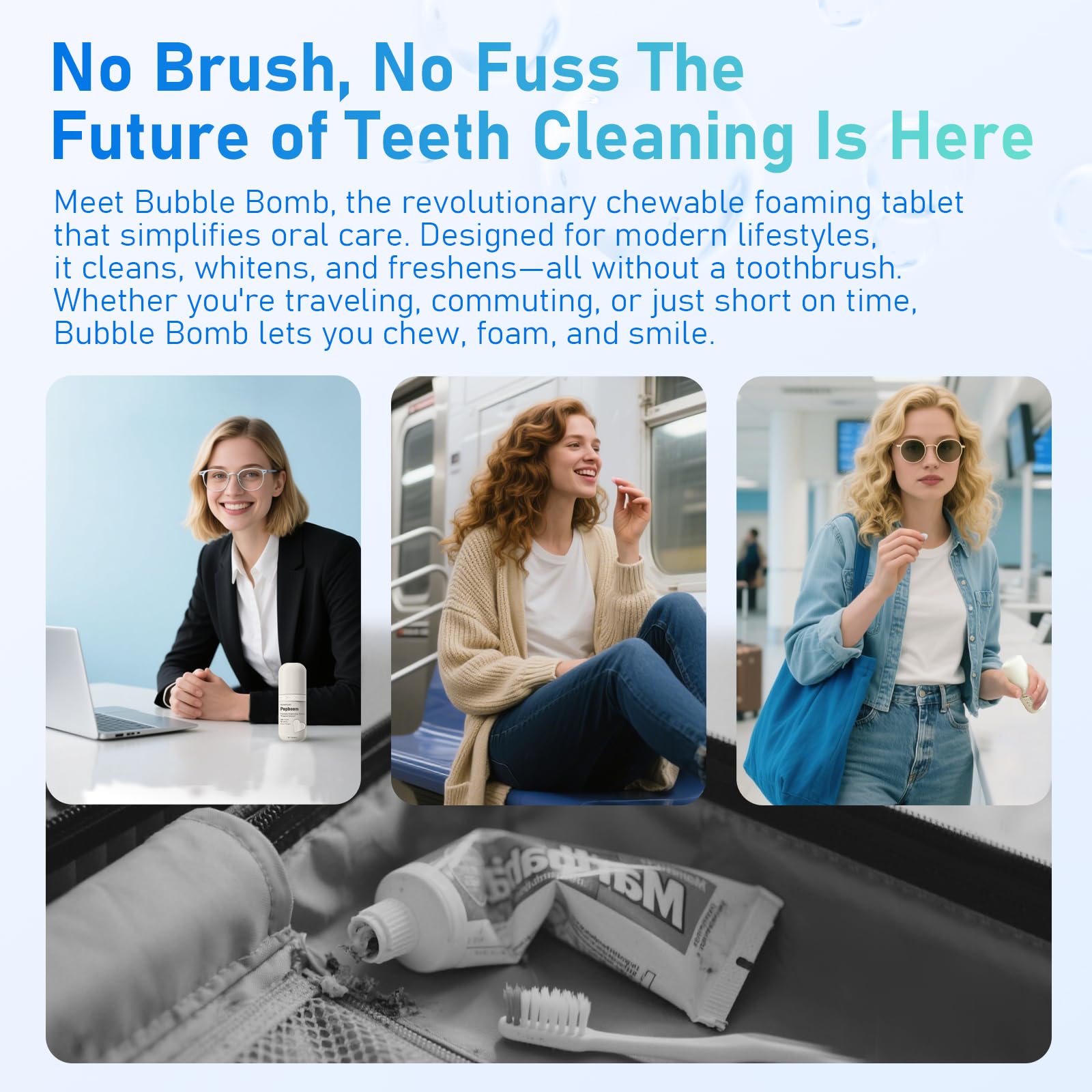 Travel-sized canister with 105 tablets for on-the-go use