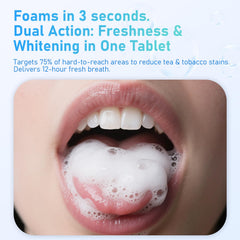 Chewing a mouthwash tablet for instant fresh breath