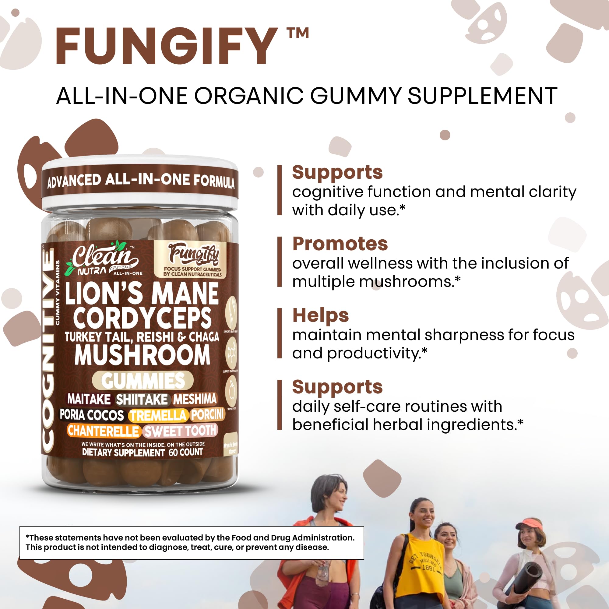 Porcini and chanterelle mushroom gummies close-up