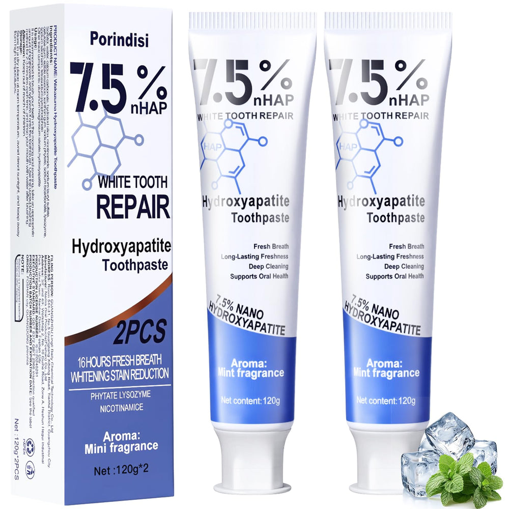 Porindisi Nano Hydroxyapatite Toothpaste tube and packaging