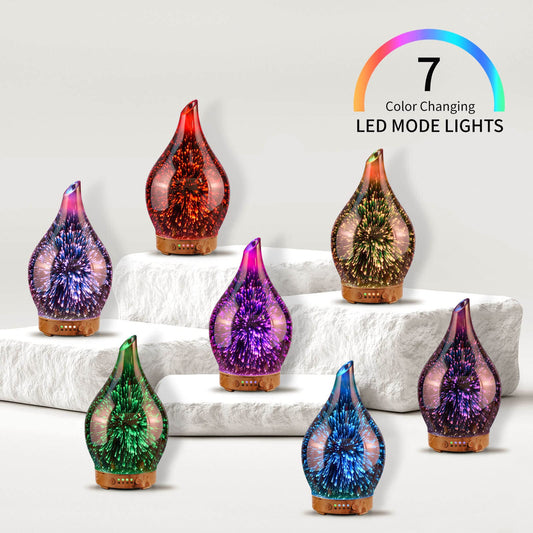HANDMADE Rose Gold Glass Cover with 3D Firework design close-up