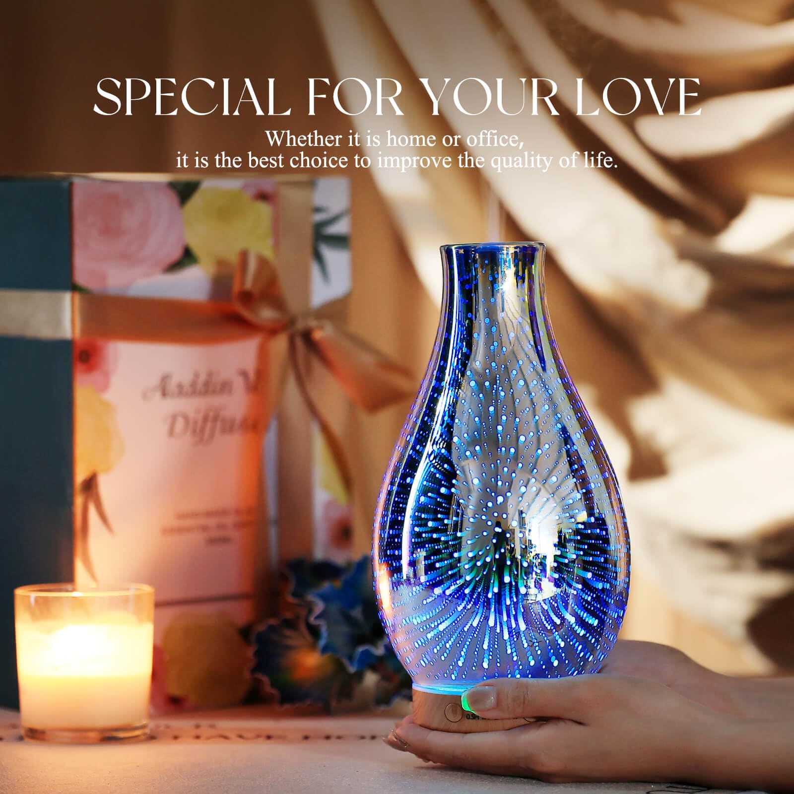 Close-up of handmade 3D glass design on Porseme diffuser