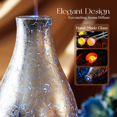 Ultrasonic mist emitting from silver-plated volcano diffuser