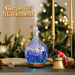 Close-up of handblown glass diffuser with 3D design