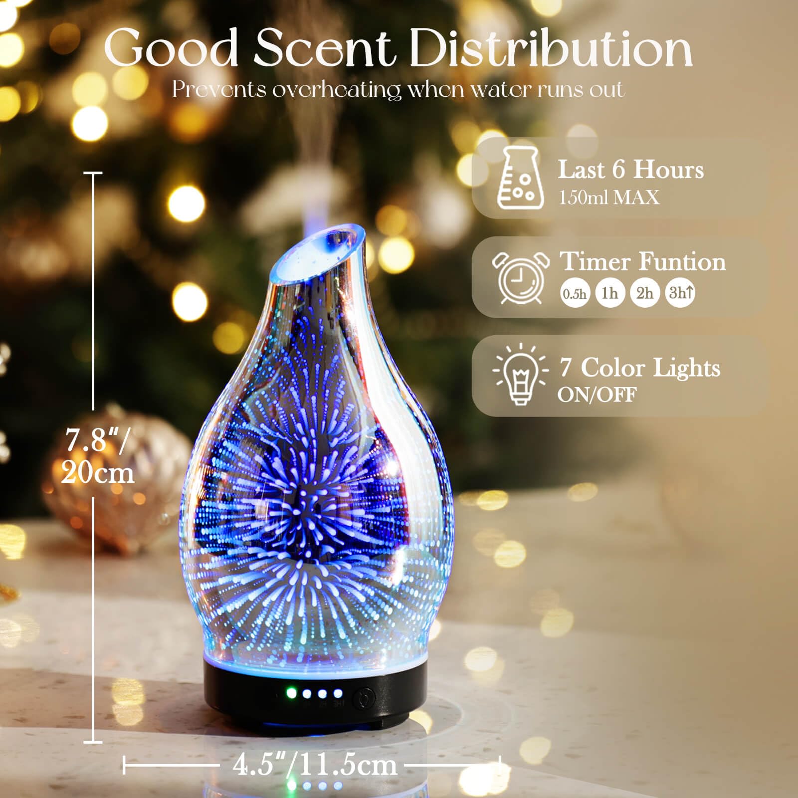 Porseme diffuser displaying 7-color LED ambient lighting