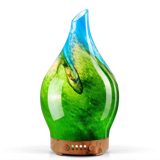 Porseme 150ml glass diffuser in Blue Grass – front view