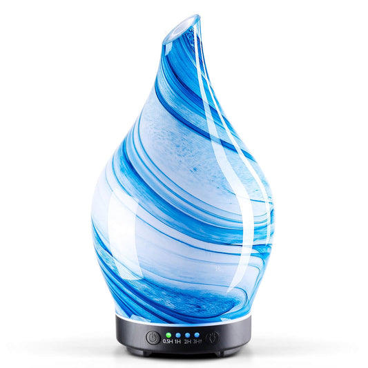 Front view of Porseme 150ml glass diffuser in blue ink color