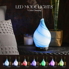 Close-up of the 7-color LED lights on the Porseme diffuser