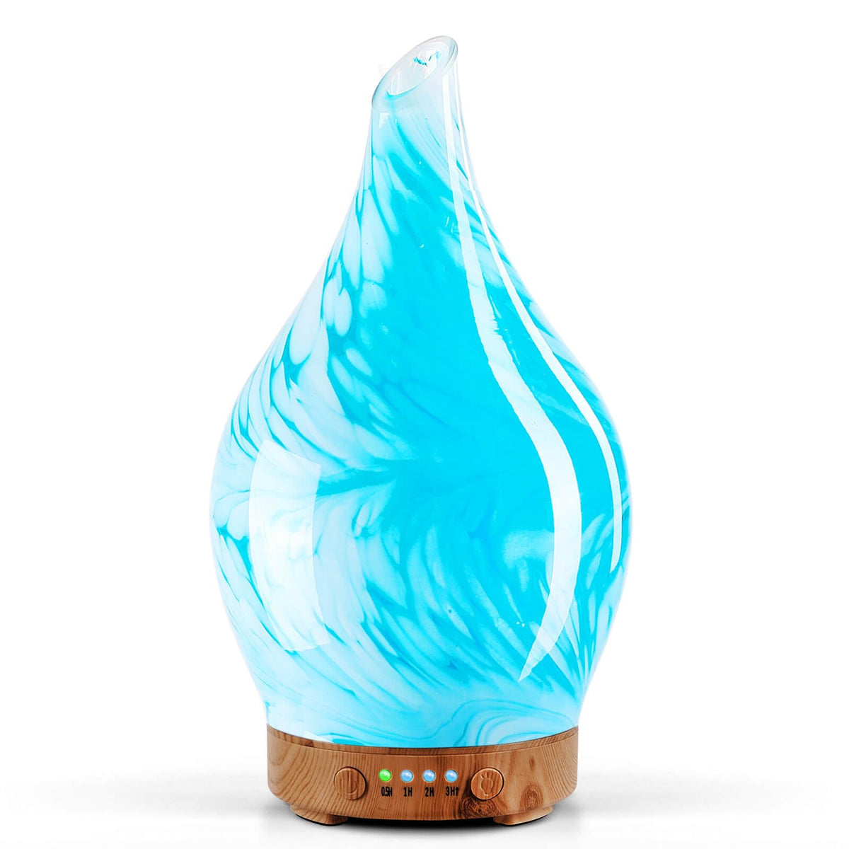 Porseme 150ml glass diffuser with Blue Wave design - front view
