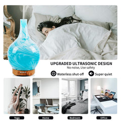 Gift-ready Porseme 150ml glass diffuser in blue wave design
