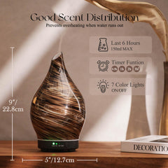 Star-shaped glass cover and wood grain base of Porseme diffuser