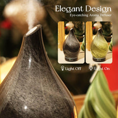 Unboxed Porseme diffuser highlighting star cover and wooden base in Obsidian