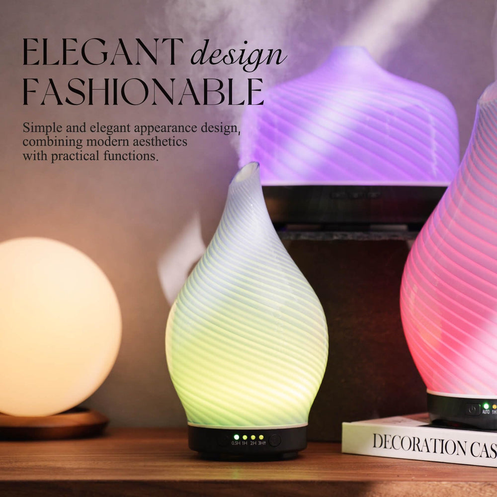 Porseme diffuser displaying 7 LED color options