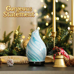 Star-shaped glass cover on Porseme diffuser with wood base