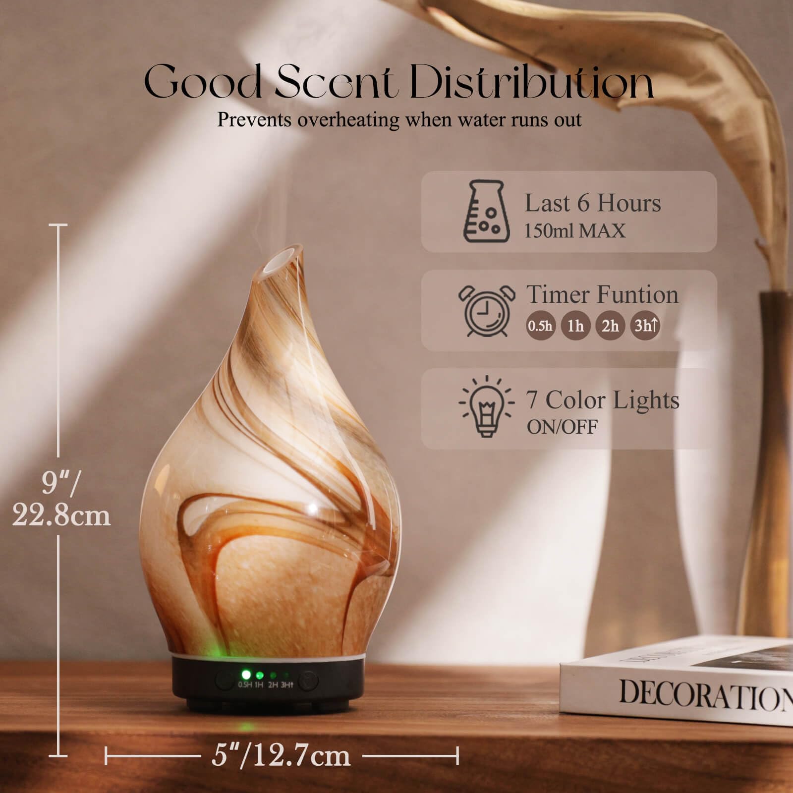 Diffuser with wood grain base for Porseme 150ml