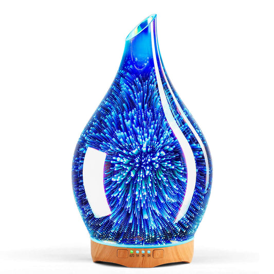 Porseme 280ml 3D glass essential oil diffuser with wooden base