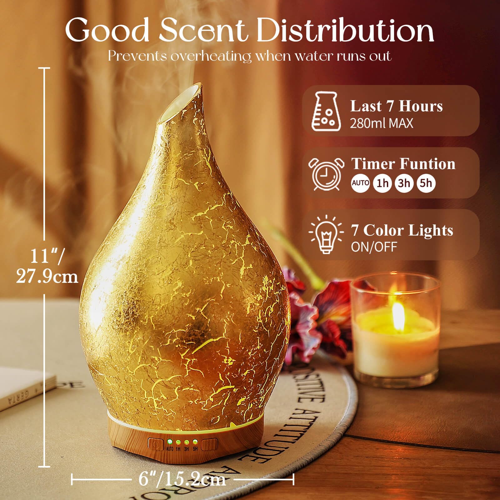 Close-up of 3D glass diffuser globe showing handcrafted details