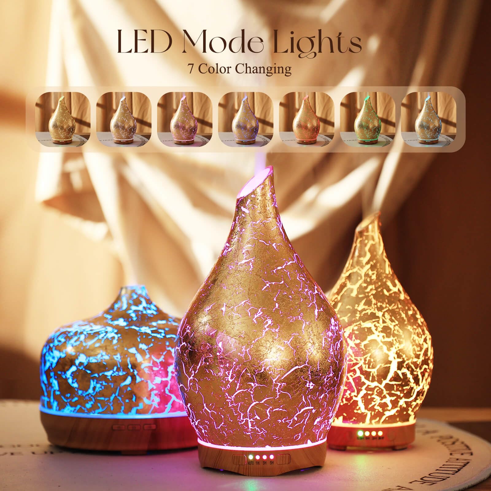 Diffuser glowing with color-changing LED lights