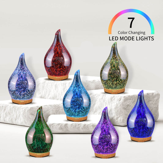 Porseme diffuser displaying LED lights and mist