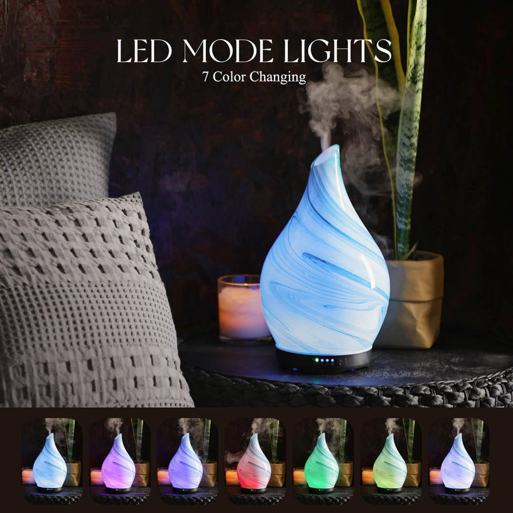 LED color-changing lights on Porseme diffuser displaying multiple colors