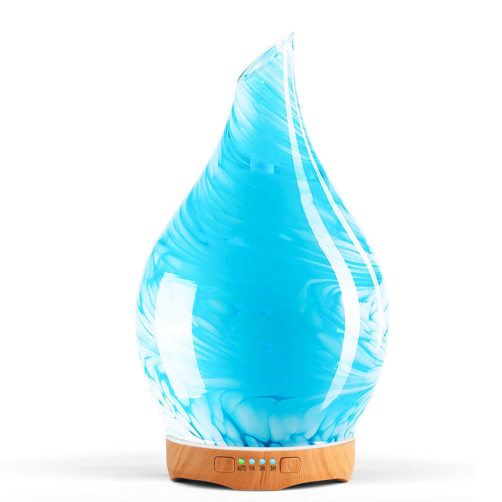 Front view of Porseme 280ml glass diffuser with blue wave color style