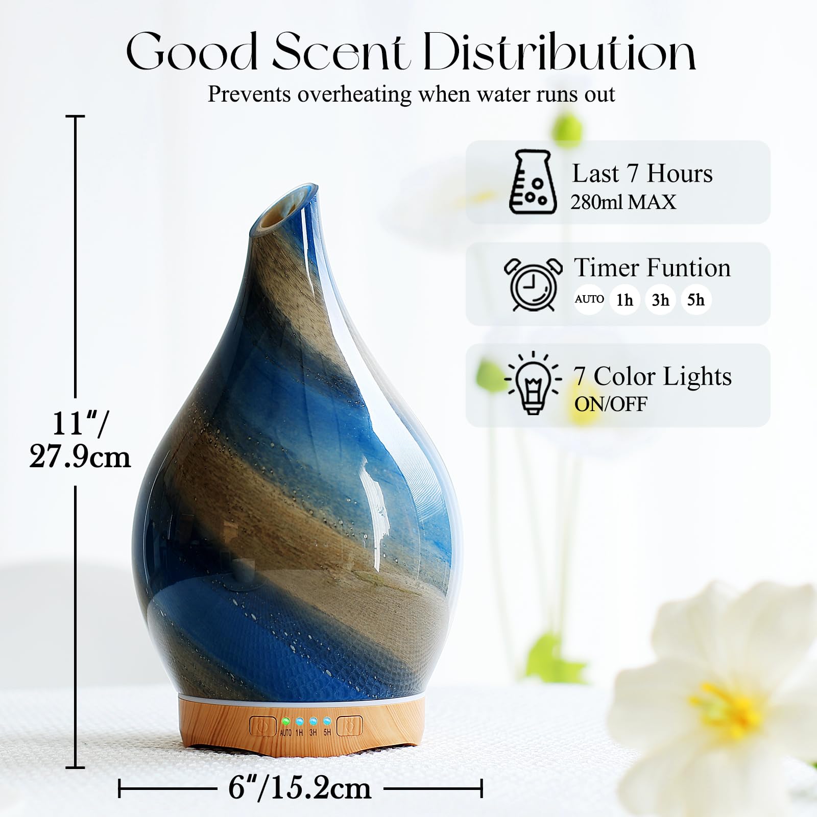 Hand-blown glass diffuser with Galaxy design and base