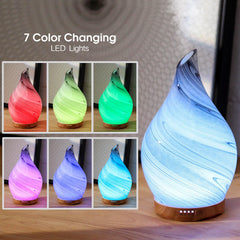 Diffuser showing color-changing LED lights