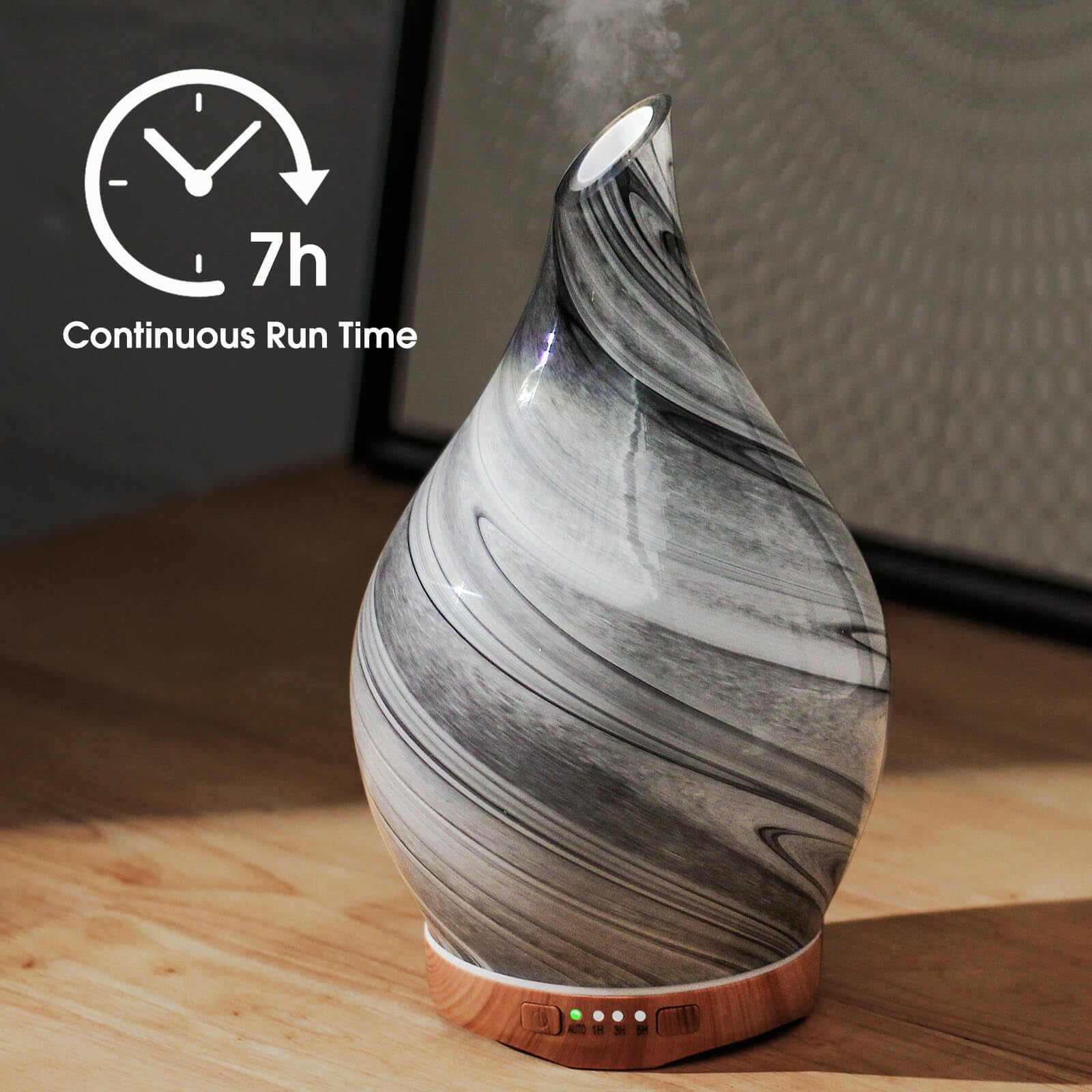Ultrasonic diffuser releasing nano-scale mist in a living room