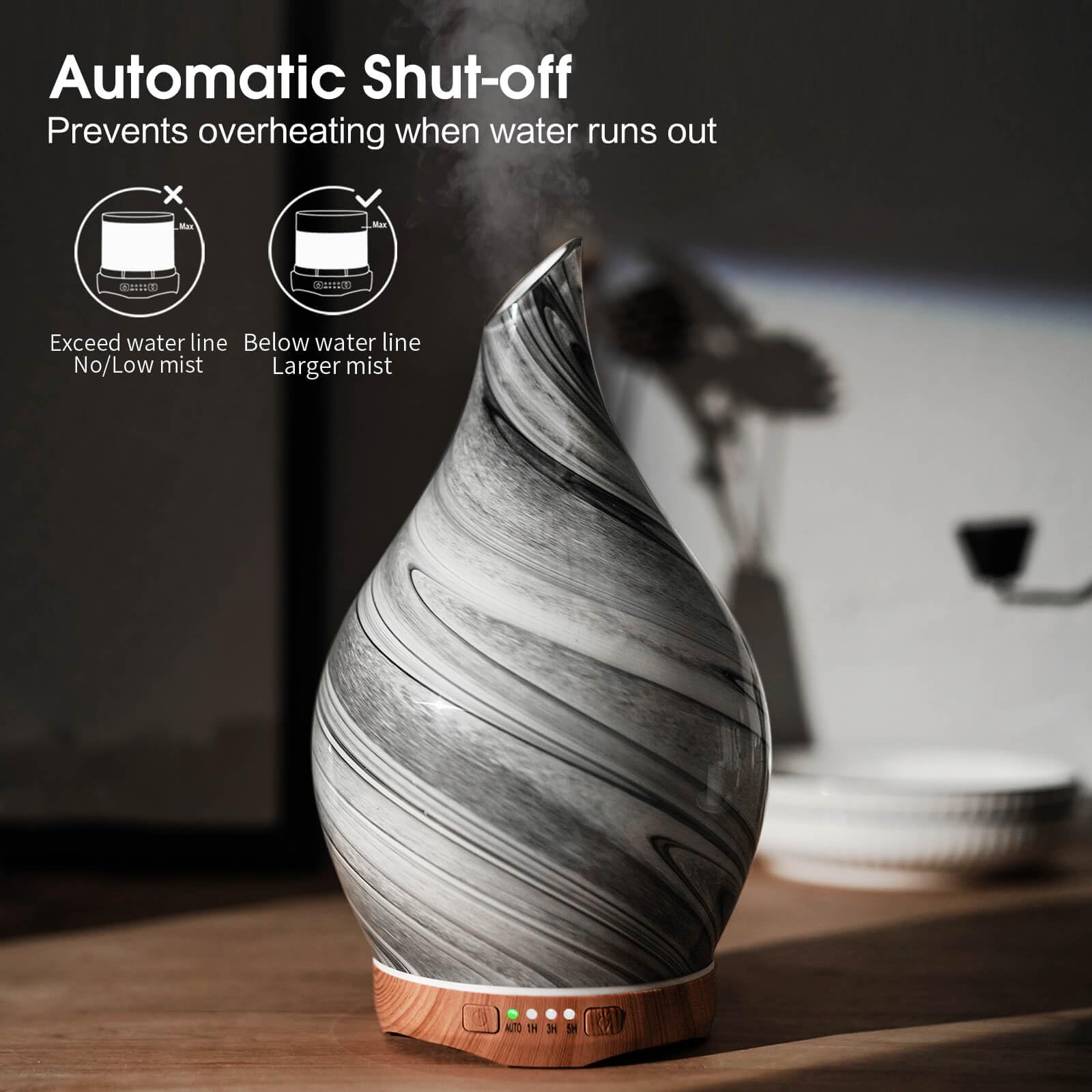 Waterless auto-off safety feature on Porseme diffuser