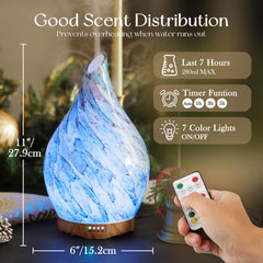 Porseme 280ml glass diffuser with remote control on table