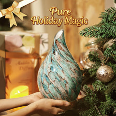 Hand blown glass globe with wood grain base design of Porseme diffuser