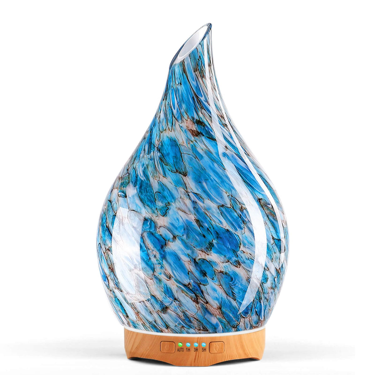 Handmade Porseme 280ml glass essential oil diffuser with starry glass cover and wood grain base
