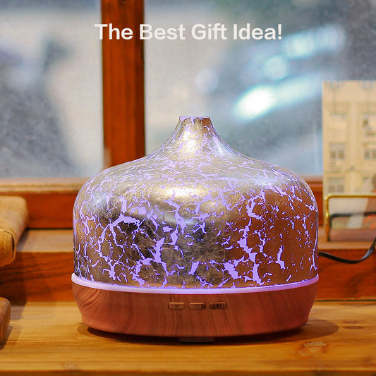 Hand-blown glass diffuser globe showing unique design