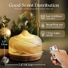 Wood grain base of Porseme 500ml essential oil diffuser
