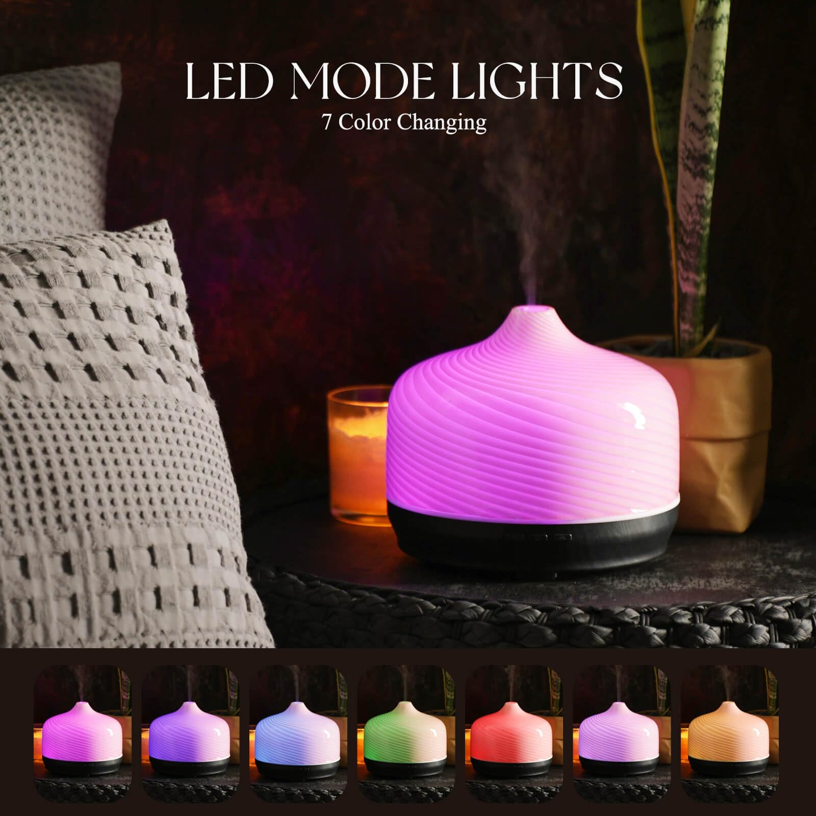 Porseme diffuser displaying seven LED colors