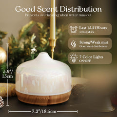 Porseme diffuser with wood grain base and glass globe