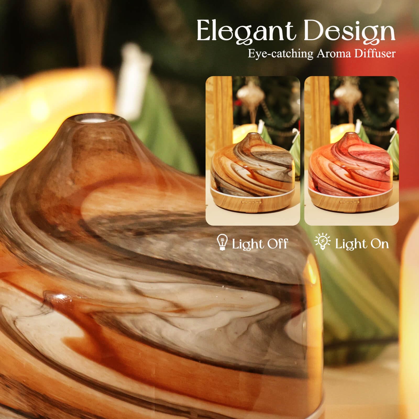 Diffuser packaging with included power adapter and manual