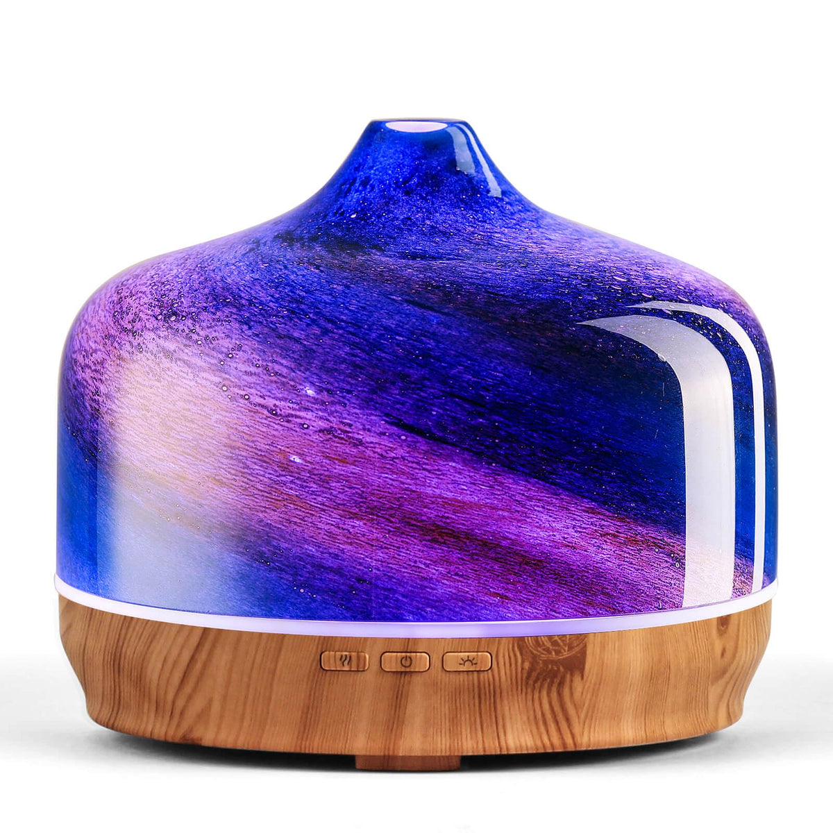 Porseme 500ml handmade glass diffuser with star-shaped cover and wood grain base