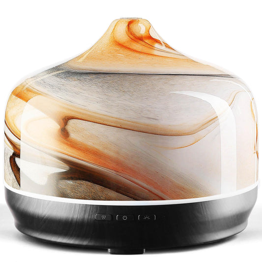 Porseme 500ml hand-blown glass diffuser with star-shaped cover and wood grain base