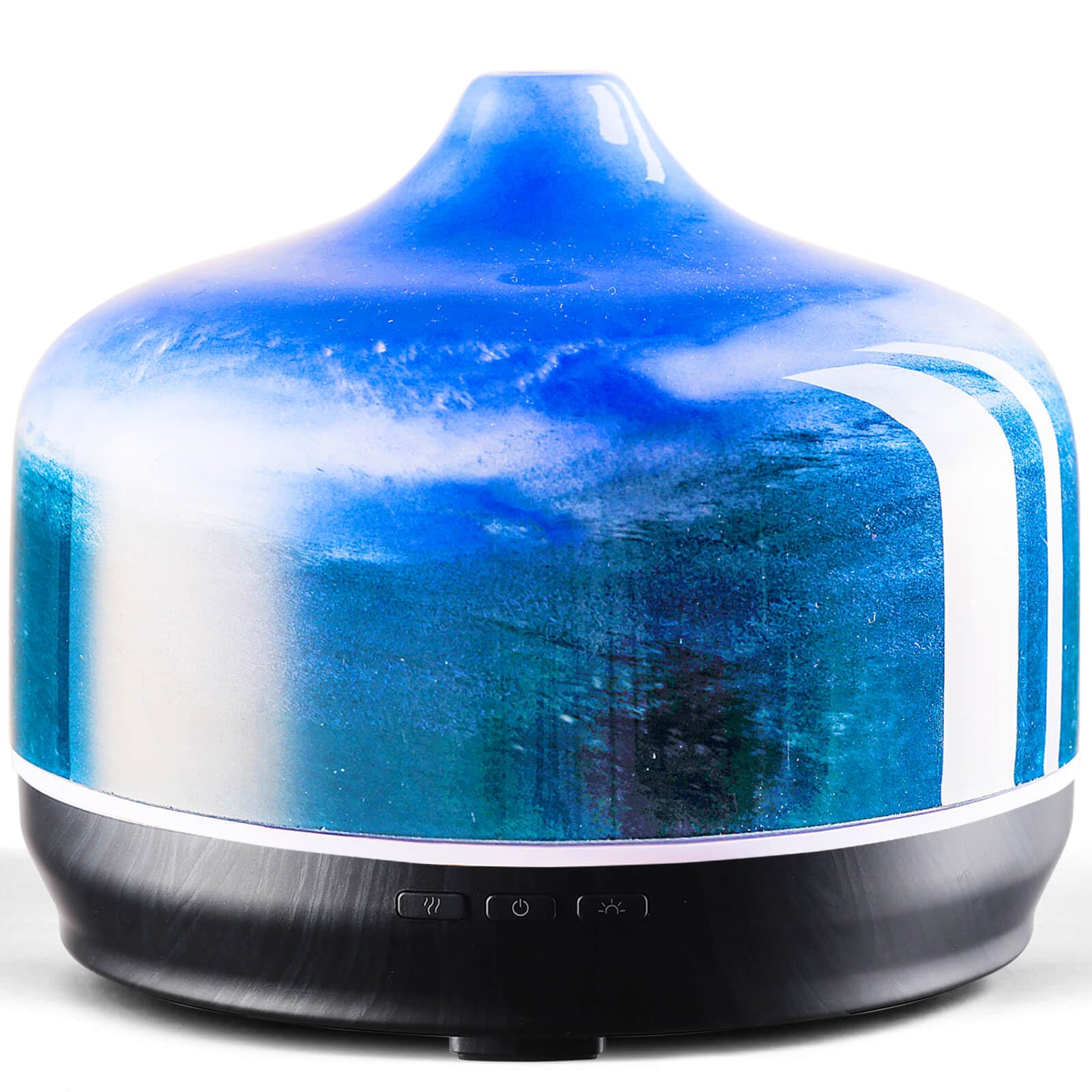Porseme 500ml glass diffuser in Dreamy Blue with star-shaped cover and wood-grain base